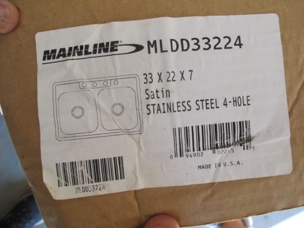 STAILESS STEEL SINK, 32 X 22 X 7  NIB MAINLINE