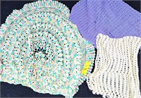 3 HAND CROCHET PCS THROW SHAWL & ROUND TABLE COVER
