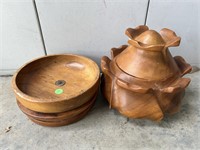 Monkeypod Lotus Serving Bowl Set