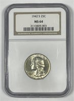 1942-S Washington Silver Quarter NGC MS64