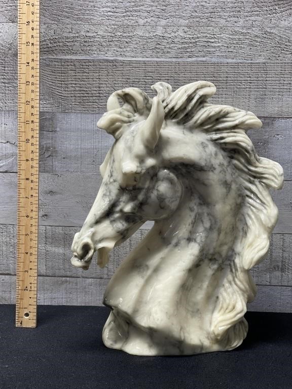 Large Heavy Marble/ Stone Horse Head Statue 13.5"