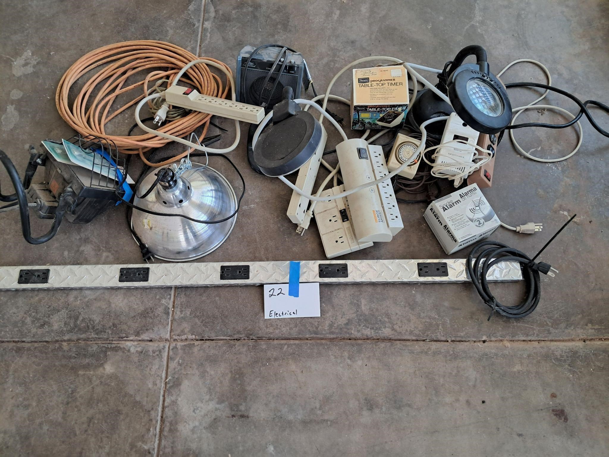Electrical cords, surge protectors, timers, lamps,