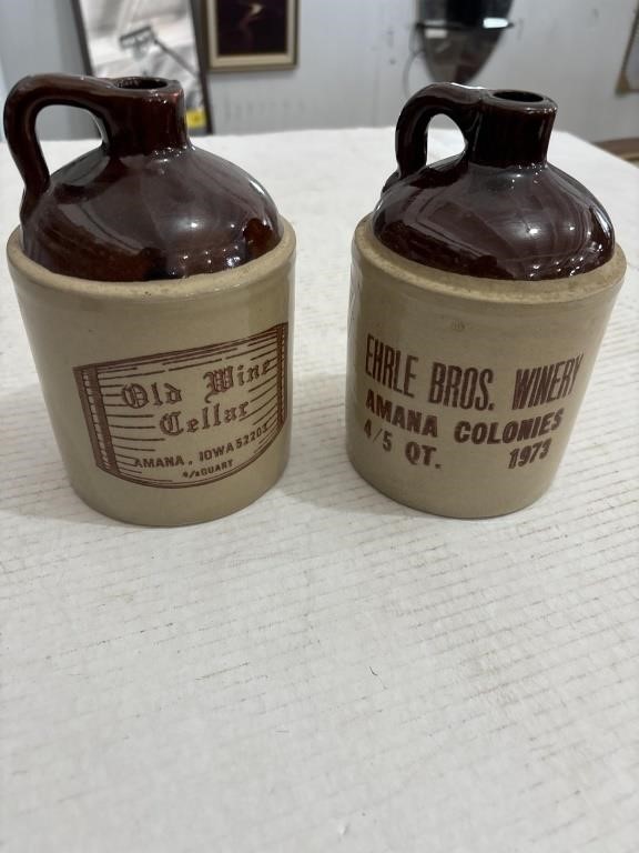 (2) Small Crock Jars