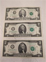 1995, 2013, 2017 $2 Federal Reserve Notes
