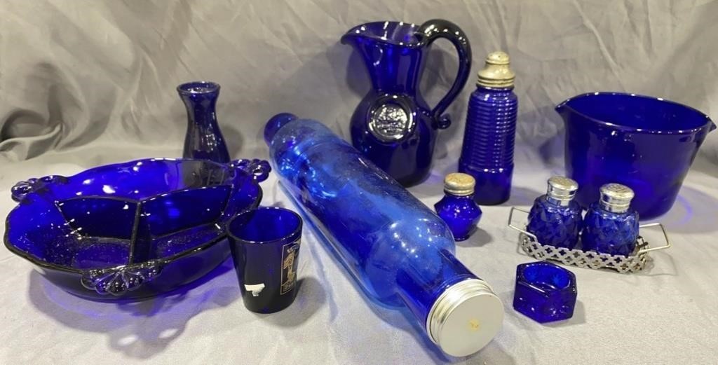 Cobalt Blue Shakers, Rolling Pin, Pitcher