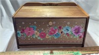 Floral Wooden Bread Box