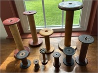 Box of antique spools