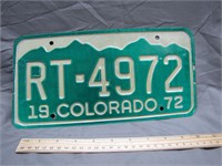1972 Colorado Green License Plate