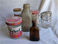 Peanut Butter Jars, Milk Bottles, Etc.