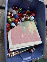 Large tote of Christmas decorations ornaments