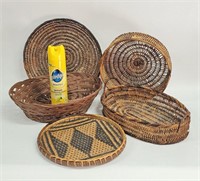 6pc HAND WOVEN BASKET LOT