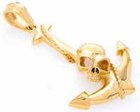 24kt GP Anchor & Skull Pendant1