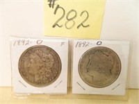 1892o Fine, 1892o Smooth Morgan Silver Dollars