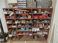 Wooden Shelving Unit and Contents