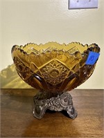 Decorative Bowl With Metal Base