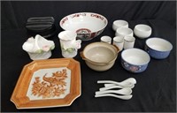 Group of ceramic, bone china, pottery, cups and