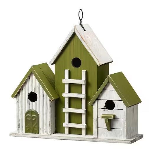 Solid Wood 3-Room Villa Garden Birdhouse