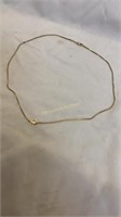 14K Gold Rope Necklace with White Stone