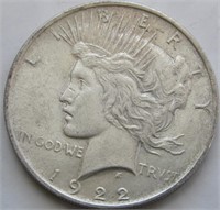 1922 US SILVER PEACE DOLLAR !