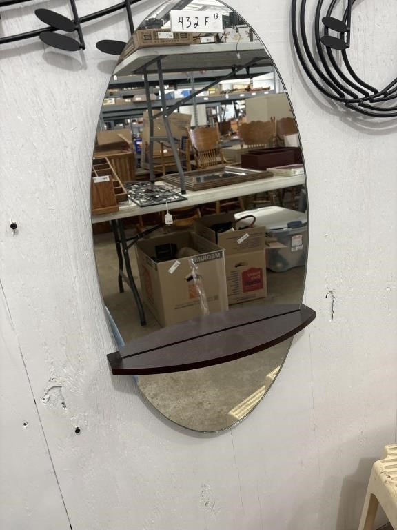 Oval Wall Mirror w/ Shelf