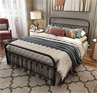 Tuseer Metal Bed Frame Queen Size With Vintage