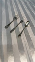 Set of 3 Mini Sterling Silver Forks and Spoon.