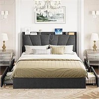 Likimio King Bed Frame And Upholstered Headboard