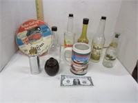 Assorted vintage items, including bottles