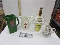 Assorted vintage Advertising liquor, pitchers