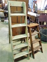 2 WOODEN LADDERS 57" AND 36"