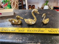 Lot of Brass Swans Ducks Decor FIgures