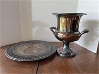 Sheffield Silverplate Wine Cooler and Tray