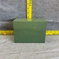 Green Metal Card File Box