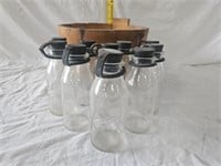 Wooden Bucket w/ Glass Bottles