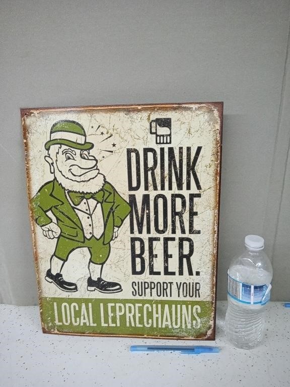 DRINK MORE BEER TIN SIGN