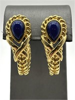Crown Trifari Blue Cab Fancy Earrings