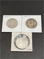Three 1903 Barber Half Dollars