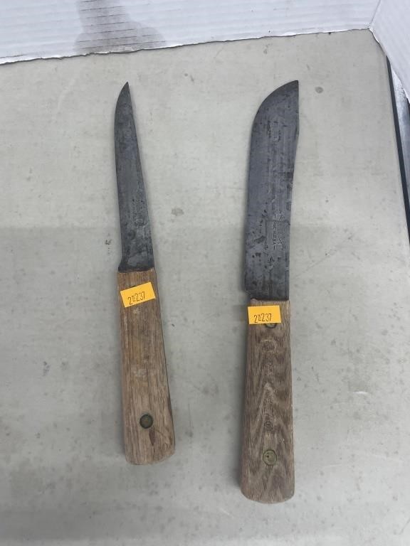 2 vintage Ontario butcher knives