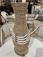 Medium Seagrass Beige and White Striped Vase