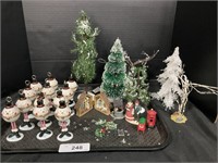 Christmas Tree Lot, 12 Hinged Snowmen Ornaments.