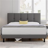 N2552  HAIIDE Queen Bed Frame, Light Grey