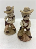 Set Of 2 Porcelain Young Cowboy Gunslinger