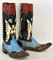 VINTAGE LEATHER WESTERN BOOTS BY AUSTIN-HALL