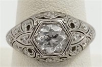 Diamond & platinum antique engagement ring