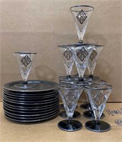 12 Snack Plates + Monogrammed Cordial Glasses