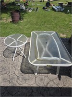 (2) GLASS TOP PATIO TABLES