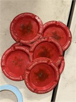 16 red vintage metal ash trays