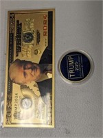 TRUMP 2024 GOLD FOIL BILL AND COIN