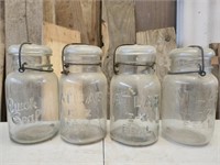 4pcs Atlas Quick Seal Clear Glass Mason Jars