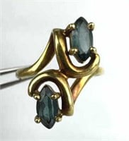 18K Yellow Gold & Blue/Green Gemstone Ring